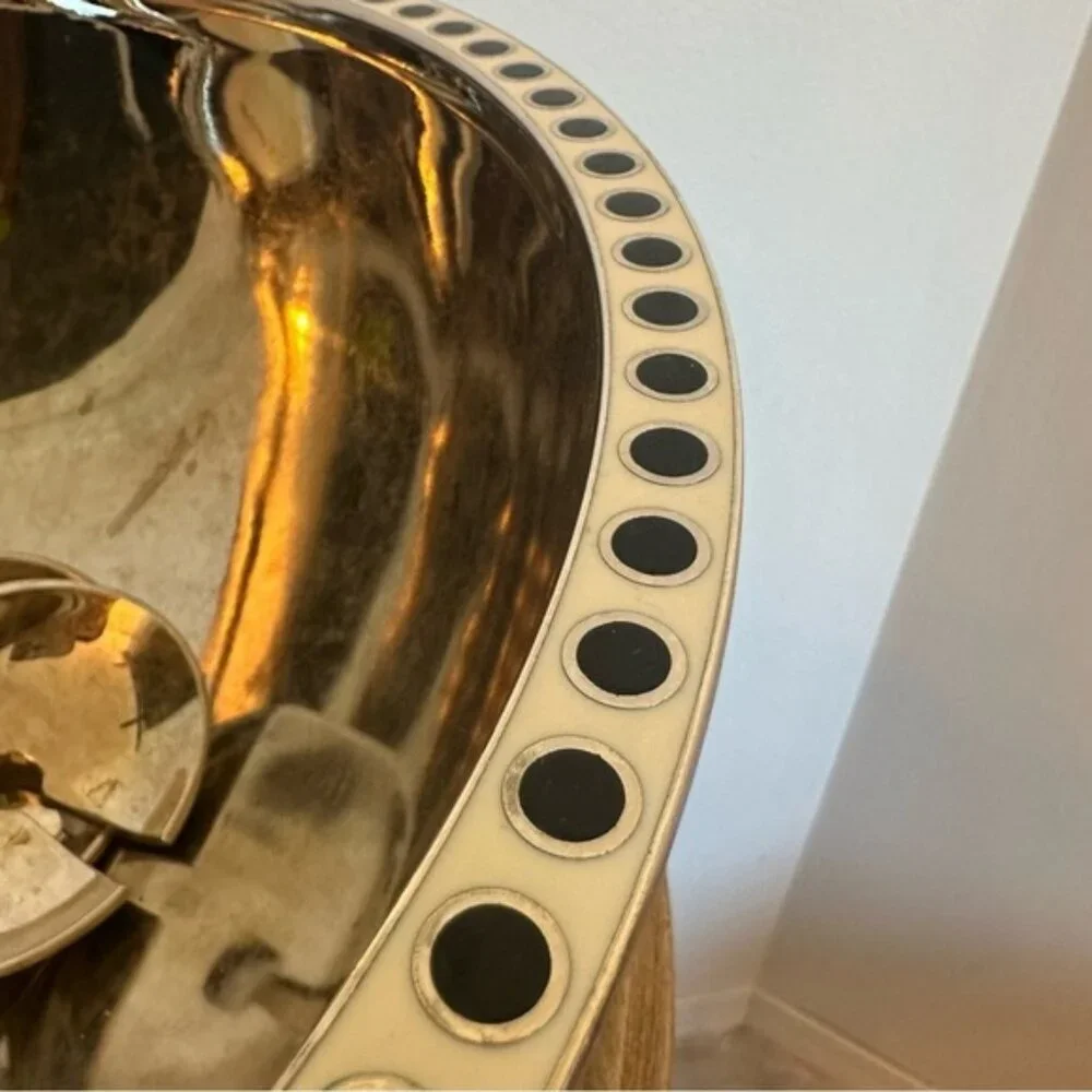 SOLD Kate Spade x Lenox Large Salad Bowl and Serving Utensils Silver Black White - Picture 4 of 16